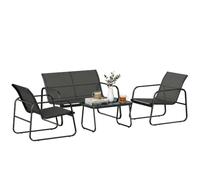 Outsunny Conjunto Jardín Exterior de 4 Piezas con Sofá 2 Plazas Gris Oscuro