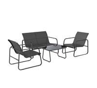Outsunny Conjunto Jardín Exterior de 4 Piezas con Sofá 2 Plazas Gris Oscuro | Muebles Jardín Exterior, 2 Sillones, Mesa de Vidrio Templado, Tela de Textilene Transpirable, Estructura de Acero