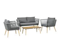 Outsunny Conjunto Jardín Ratán Muebles de Ratán Sintético con Sofá de 2 Plazas 2 Sillones y Mesa de Centro Gris Aosom España