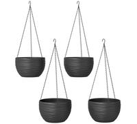 Outsunny Contenedores para plantas de exterior e interior, autoriego, macetas colgantes con cadenas metálicas, 4 unidades, negro