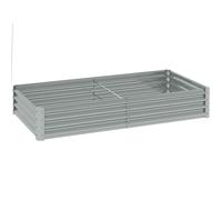 Outsunny Cuadrado de jardín rectangular, jardinera elevada de acero galvanizado, fondo abierto, 180 x 90 x 30 cm, gris plateado