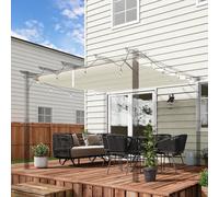 Outsunny Techo de Pérgola 2,5x2,55 m Techo de Repuesto Retráctil para Sombrilla Toldo de Tela para Cenador Jardín con 10 Orificios de Drenaje Crema