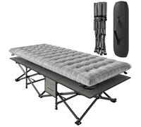 Outsunny Cuna de camping con almohadilla suave, catres plegables extra anchas de 80 cm con bolsillo lateral y bolsa de transporte, cama Oxford portátil resistente, capacidad de 200 kg, color gris
