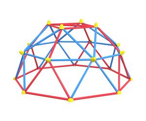 Outsunny Cúpula de Escalada Juego de Cúpula Geométrica para 3-8 Años con Marco de Metálico Carga 180 kg Ø183x90 cm Rojo y Azul Aosom España