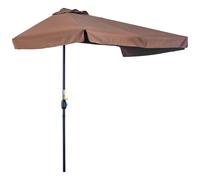 Outsunny Demi parasol - parasol de balcón 5 varillas de metal 2,3 x 1,3 x 2,49 m poliéster alta densidad chocolat