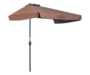 Outsunny Demi parasol - parasol de balcón 5 varillas de metal 2,3 x 1,3 x 2,49 m poliéster alta densidad chocolat