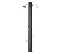 Outsunny ducha de jardín solar 35 l ducha solar exterior con 2 cabezales giratorios grifos de pies y agua caliente máximo 55 °c para piscina camping patio 73x18x217 cm negro 73 cm