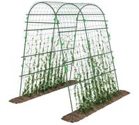 Outsunny Enrejado de Pepino 206 cm en Arco al Aire Libre Forma U con Malla | Enrejado de Jardín, para Plantas Trepadoras, Estructura de Acero con Recubrimiento de PE, Soporte para Verduras, Frutas
