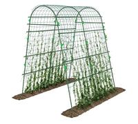 Outsunny enrejado de pepino 206 cm, enrejado de jardín de arco para plantas trepadoras al aire libre, en forma de u, con estructura de acero recubierta de pe y red, soporte para verduras, frutas 167 c