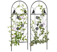 Outsunny Enrejados de Jardín para Plantas Trepadoras 38x98 cm Negro | Juego de 2 Soportes con Marco Metálico, para Frutas Verduras Flores, Decoración Exterior Patio Terraza