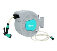 Outsunny Enrollador Automático de Pared y Portátil Longitud 25+2 m, Sistema de Bloqueo y 7 Chorros, Gris Aosom España