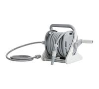 Outsunny Enrollador de Manguera de Riego de Pared 20+2 m x Ø 15 mm, Carrete de Manguera Portátil, Boquilla de 2 Modos, Gris Aosom España