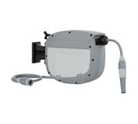 Outsunny Enrollador de Manguera para Jardín 10+1 m con Boquilla de 2 Modos, Carrete de Manguera de Jardín de Pared con Bloqueo Automático y Retracción Controlada, Soporte Orientable 180°, Gris