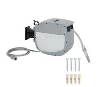 Outsunny Enrollador de Manguera para Jardín 20+1,9 m con Boquilla de 2 Modos, Carrete de Manguera de Jardín de Pared con Bloqueo Automático y Retracción Controlada, Soporte Orientable 180°, Gris