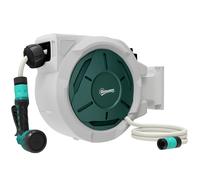 Outsunny Enrollador Manguera Riego Mural 30 m x Ø 15 mm Carrete Automático de Manguera Retráctil Automático gris Aosom España