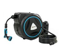 Outsunny Enrollador Manguera Riego Mural Automático 23+2m Carrete Automático Pistola de Riego 10+2 Modos 55x31x50cm Azul