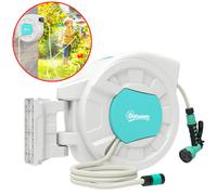 Outsunny Enrollador Tubo Riego 35+2m Mural Giratorio 180° 7 Chorros Gris Claro