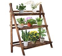 Outsunny - Escalera macetero soporte florero con 3 niveles plegable de madera de abeto 100 x 37 x 93 cm