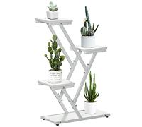 Outsunny Escalera para macetas de 4 niveles para interiores y exteriores, de MDF y acero, 50,5 x 24 x 81 cm, blanco