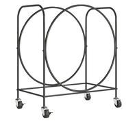 Outsunny Estante de Leña de Metal con Ruedas, Leñero Exterior e Interior, Soporte para Leña de Chimenea, Almacenamiento para Madera, 51x30x60 cm, Negro