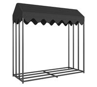 Outsunny estante de leña metálico, 186x70x185 cm, leñero exterior con cubierta impermeable 600d oxford, marco de acero, soporte para leña de chimenea, para jardín, terraza 70 cm