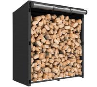 Outsunny Estante de Leña Metálico, Carga 300 kg, Leñero Exterior con Cubierta Impermeable 600D Oxford, Marco de Acero, Soporte para Leña de Chimenea, para Jardín, Terraza, 140x70x154 cm