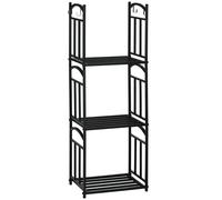 Outsunny Estante de Leña para Chimenea Interior 46 x 32 x 126 cm 3 Niveles Estante de Leña con 4 Ganchos Metal Negro