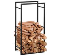 Outsunny Estante para Leña de Metal Estante de Almacenamiento para Apilar Troncos Soporte para Leña Metálico 50x30x100 cm Negro Aosom España