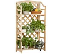 Outsunny Estante para Plantas de Exterior, Jardinera Plegable para Balcón con 4 Estantes Ajustables, Muebles de Madera para Casa y Jardín, 67x33x123cm
