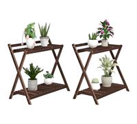 Outsunny Estante para plantas de interior de 2 niveles Marrón