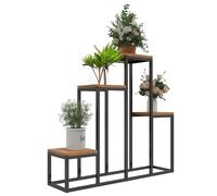 Outsunny Estante para plantas estante para flores de metal y madera 4 niveles de diferentes alturas estilo industrial 80L x 20W x 74H cm