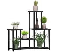 Outsunny Estantería para plantas con 4 niveles, para plantas, para jardín, balcón, metal, negro, 91 x 25 x 83 cm