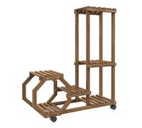 Outsunny Estantería para Plantas de 5 Niveles Soporte para Macetas de Madera Soporte para Plantas con Ruedas para Interiores y Exteriores 86x30x102 cm Carbonizado