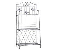 Outsunny estantería para plantas plegable soporte para plantas de 3 niveles con estructura de metal soporte para macetas para interior y exterior gris plateado 44 cm