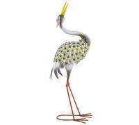 Outsunny Estatuas de Jardín, Escultura de Garza en Metal, Estatuas de Aves 71 cm, para Patio, Estanque, Terraza, Verde Aosom España