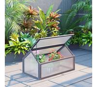 Outsunny Estructura fría de madera, mini invernadero 90x52x49,5 cm, invernadero Gris