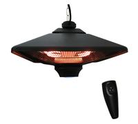 Outsunny Estufa Colgante de Techo tipo Calefactor Eléctrico Halógeno 1000/2000W con Control Remoto 43x43x25cm Negro Aosom España