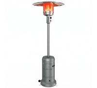 Outsunny Estufa de exterior de gas propano 13 kW independiente, gris | Calefactor de terraza regulable, sistema antivuelco, ruedas, para jardín, 82 x 82 x 223 cm