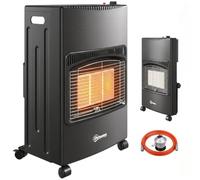 Outsunny Estufa de Gas Butano 4,2 kW 3 Niveles de Calor Sensor ODS Negro | Calefactor de Gas Terraza Exterior, Encendido Piezoeléctrico, Antivuelco, 4 Ruedas, Paneles Laterales Plegables, 25 m²