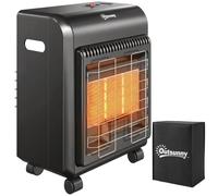 Outsunny Estufa de Gas Interior 4,2 kW con 3 Niveles de Calor, Negra | Portátil, ODS, apagado por fallo de llama y protección antivuelco, funda, ruedas, para casa, garaje y taller