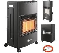Outsunny Estufa de Gas Interior 4,2 kW con 3 Niveles de Calor, Negra | Portátil, plegable, con ODS, apagado por fallo de llama y protección antivuelco, funda, ruedas, para casa, garaje y taller