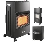 Outsunny Estufa de Gas Interior 4,2 kW con 3 Niveles de Calor, Negra | Portátil, plegable, ODS, apagado por fallo de llama, protección antivuelco, funda, ruedas, para casa, garaje y taller