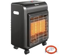 Outsunny Estufa de Gas para Interior 4,2 kW con 3 Niveles de Calor, Negra | Portátil, ODS, apagado por fallo de llama y protección antivuelco, con ruedas, para hogar, garaje y taller