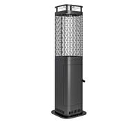 Outsunny Estufa de Pellets, 6.86 KW, sin Electricidad, Estufa Exterior con Tubo de Vidrio, Base Antideslizante y Rejilla Metálica, Calefactor de Pellets sin Humo para Jardín, Terraza, Exterior, Negro