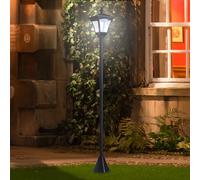 Outsunny Farol Solar de Jardín IP44 Lámpara de Pie con Luces Inteligentes LED para Exteriores Patio Terraza 15x15x120 cm Negro Aosom España