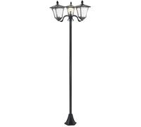 Outsunny Farol Solar de Jardín 3 Luces LED Impermeable IP44 Sensor de Noche Farola de Exterior Acero Inoxidable 51,5x47x182,5cm