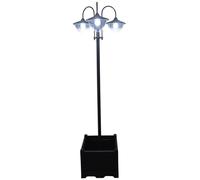 Outsunny Farol Solar de Jardín con 18 LED 6000K IP44 60x55x189 cm Negro | Blanca Fría, Impermeable, Sensor de Noche, Base de Maceta, Farolas Solares Exterior, Camino Terraza Patio