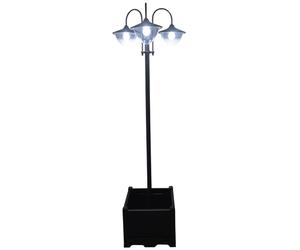 Outsunny Farol Solar de Jardín con 18 LED 6000K IP44 60x55x189 cm Negro | Blanca Fría, Impermeable, Sensor de Noche, Base de Maceta, Farolas Solares Exterior, Camino Terraza Patio