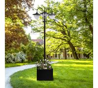 Outsunny Farol Solar de Jardín con 18 Luces LED Blanca Fría 6000K Impermeable IP44 Sensor de Noche Camino 60x55x189cm Negro