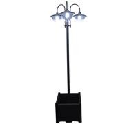 Outsunny Farol Solar de Jardín con 18 Luces LED Blanca Fría 6000K Impermeable IP44 Sensor de Noche y Base de Maceta Farola de Exterior para Camino